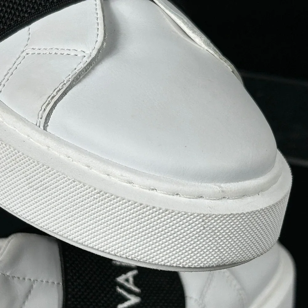 Valentino Size 9.5 White Leather Logo Slip On Sneakers Shoes NEW Maya‎ $499